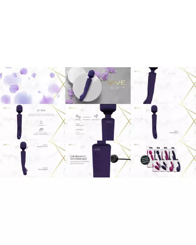 Image de Kiku Double Ended Wand avec stimulateur G-Spot par VIVE by Shots en pourpre-5