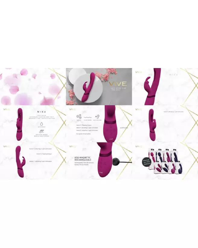 VIVE by Shots Mika Rabbit Vibrator Pink avec stimulateur G-spot flapping-6