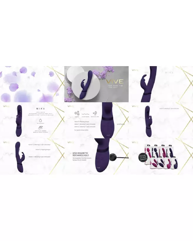 VIVE by Shots Mika Triple Motor Vibrating Rabbit Purple G-Spot Stimulator-6