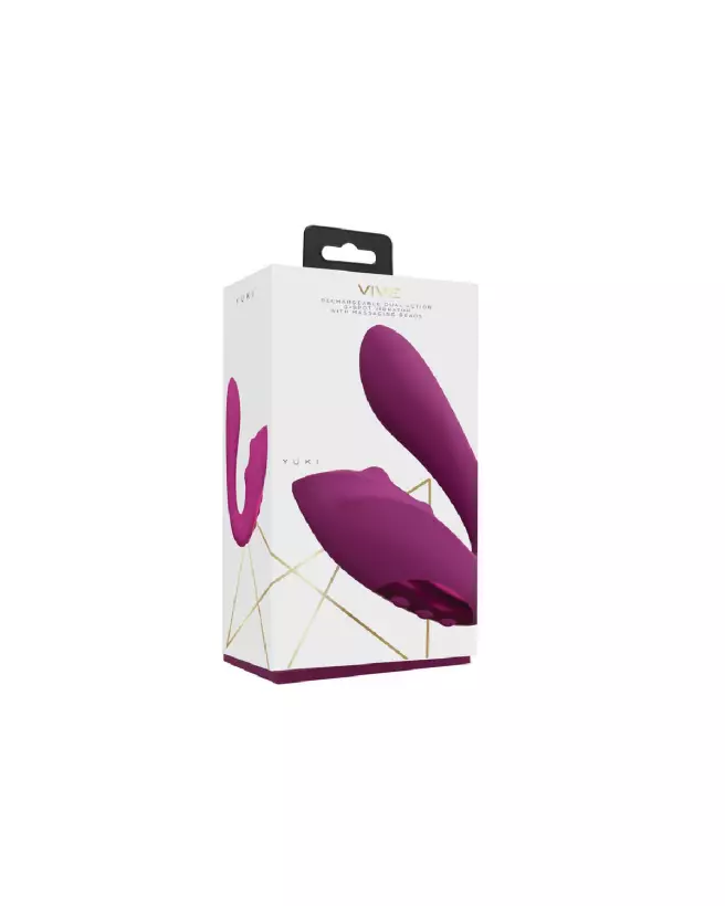 Yuki Dual Motor G-Spot Vibrator Pink by VIVE - Sextoy pour Couples avec Perles Massantes-2