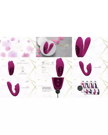 Yuki Dual Motor G-Spot Vibrator Pink by VIVE - Sextoy pour Couples avec Perles Massantes-7