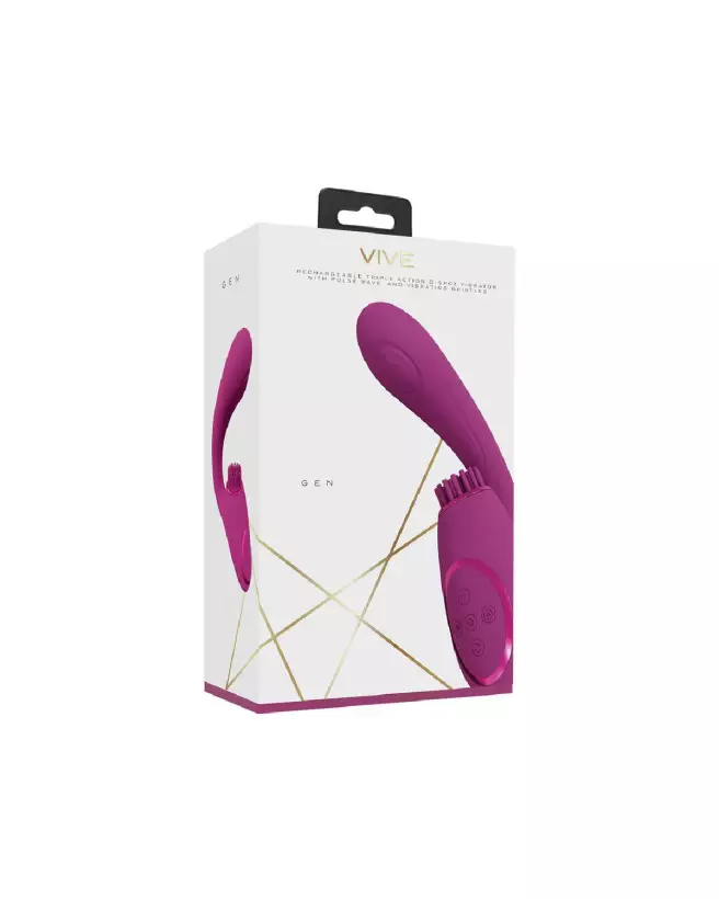 Image du Vibrateur Point G Gen triple moteur en rose, avec ondes pulsées et bristles vibrantes de VIVE by Shots-2