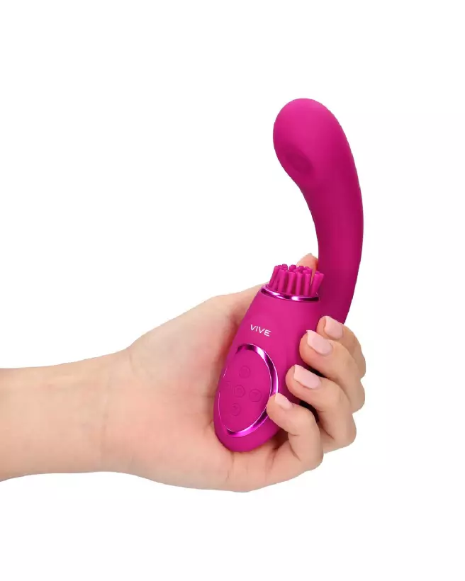 Image du Vibrateur Point G Gen triple moteur en rose, avec ondes pulsées et bristles vibrantes de VIVE by Shots-7