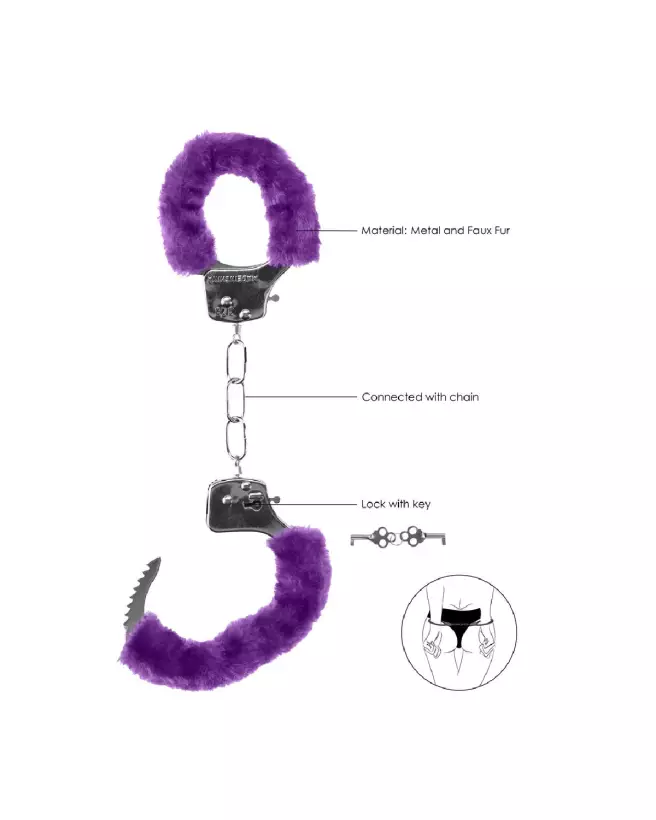 Menottes Fourrées Pleasure Handcuffs Furry par Ouch! Shots pour jeux de bondage-6