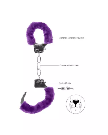Menottes Fourrées Pleasure Handcuffs Furry par Ouch! Shots pour jeux de bondage-6