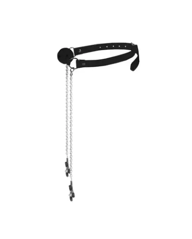 Ball Gag avec Pinces à Tétons de Ouch! pour jeux BDSM-1