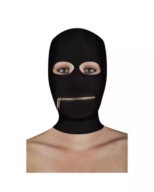 Masque Extreme Zipper avec fermeture éclair bouche de Ouch! Shots en noir pour jeux de rôle-1