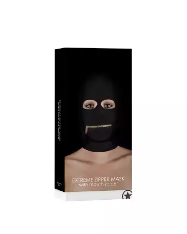 Masque Extreme Zipper avec fermeture éclair bouche de Ouch! Shots en noir pour jeux de rôle-2
