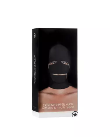 Masque BDSM Ouch! avec fermetures éclair pour yeux et bouche, idéal pour contrôle sensoriel-3