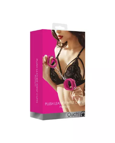 Menottes en cuir doux Plush Leather Handcuffs de Ouch! by Shots pour bondage élégant et confortable-2