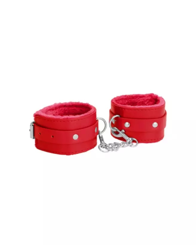 Menottes en cuir plush de haute qualité Ouch! by Shots pour jeux érotiques sécurisés-1