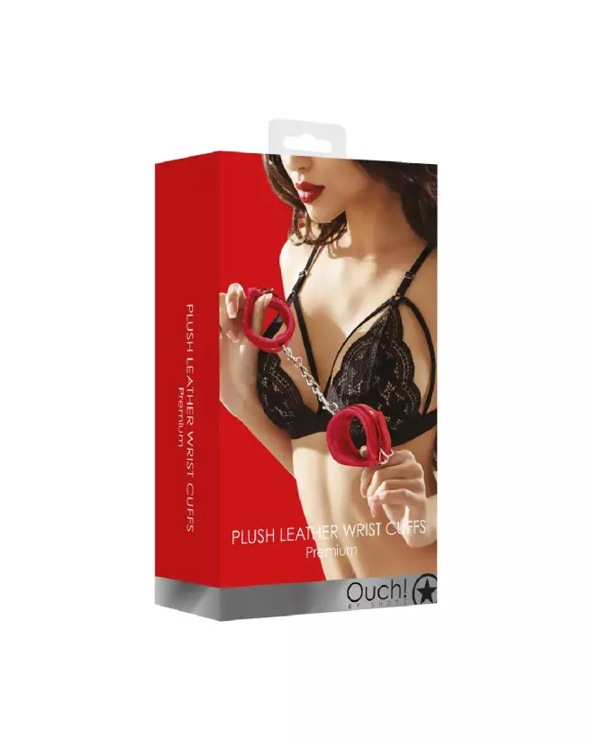 Menottes en cuir plush de haute qualité Ouch! by Shots pour jeux érotiques sécurisés-2