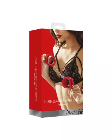 Menottes en cuir plush de haute qualité Ouch! by Shots pour jeux érotiques sécurisés-2