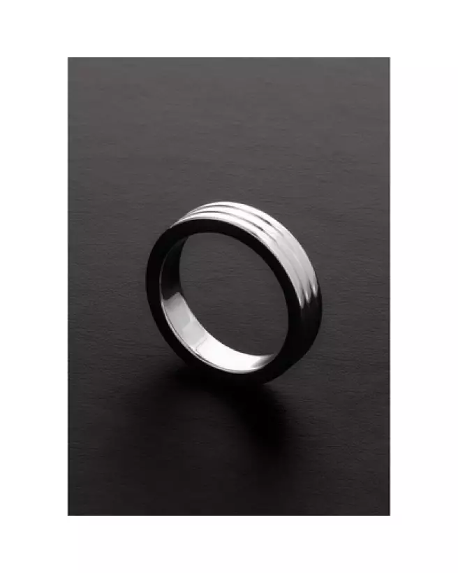 Image de l'anneau Ribbed C-Ring en métal, marque Steel by Shots, dimensions 10x45 mm-1