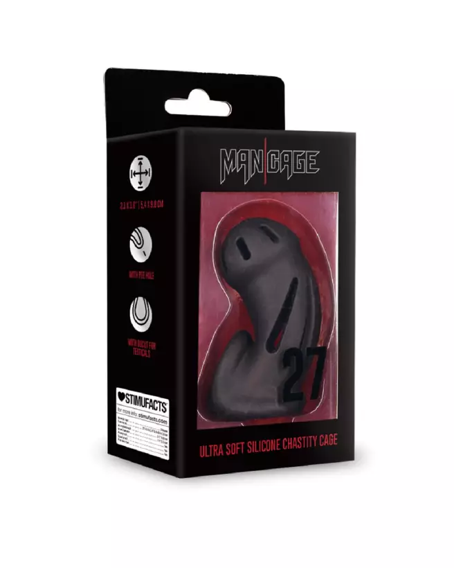 Image de la cage de chasteté ManCage Model 27 en silicone noir-2