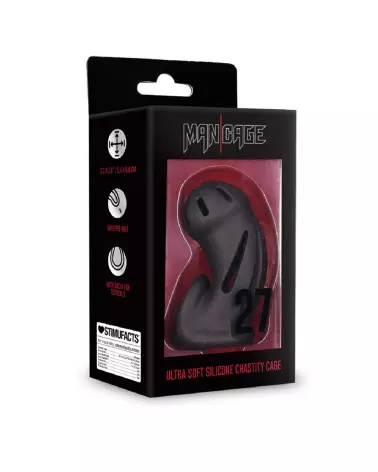 Image de la cage de chasteté ManCage Model 27 en silicone noir-2