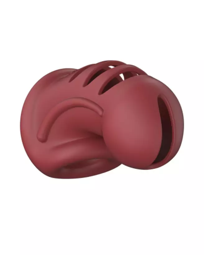 Model 28 Cage de Chasteté en Silicone Ultra Doux Rouge ManCage by Shots-1