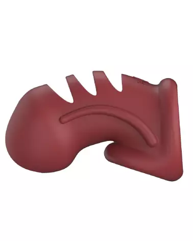Model 28 Cage de Chasteté en Silicone Ultra Doux Rouge ManCage by Shots-4