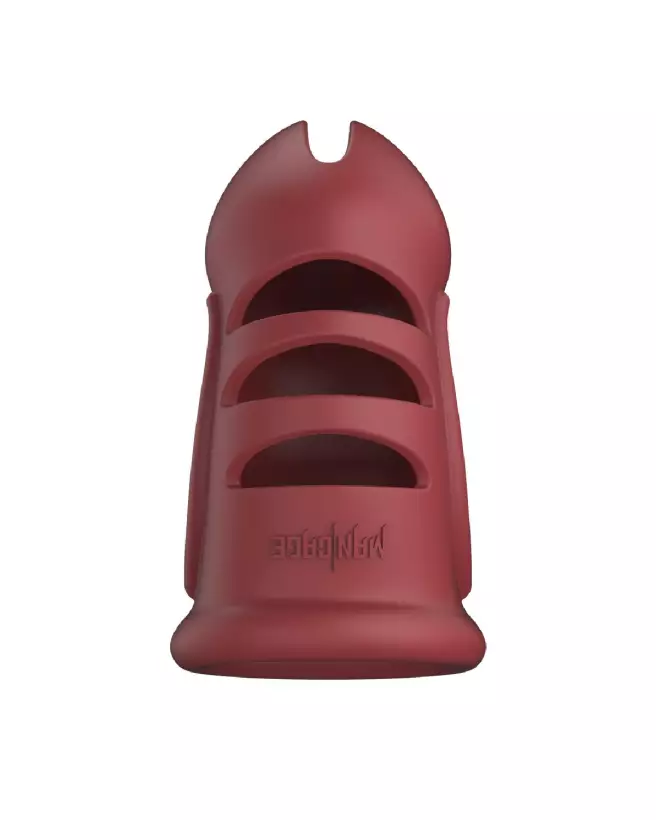Model 28 Cage de Chasteté en Silicone Ultra Doux Rouge ManCage by Shots-6