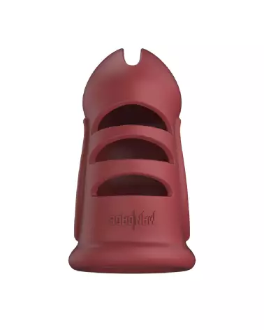 Model 28 Cage de Chasteté en Silicone Ultra Doux Rouge ManCage by Shots-6