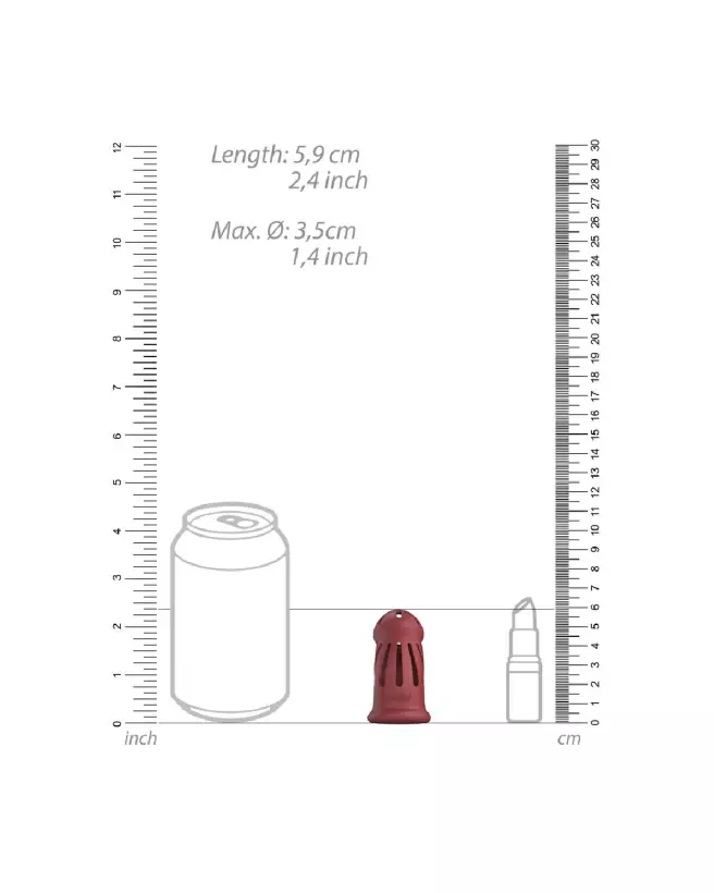 Model 28 Cage de Chasteté en Silicone Ultra Doux Rouge ManCage by Shots-7