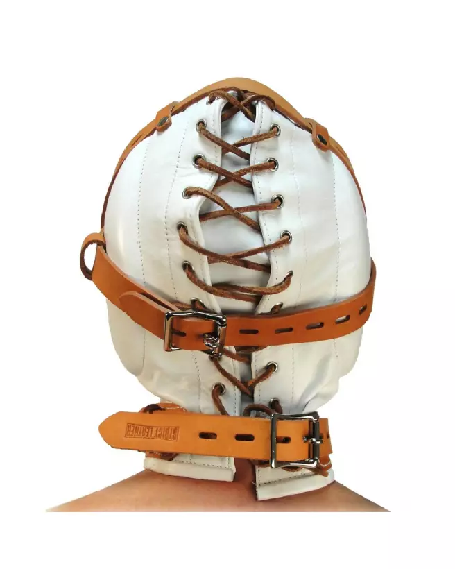 Capuche en cuir blanc M/L XR Brands pour déprivation sensorielle complète-3
