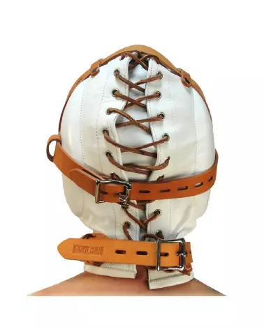 Capuche en cuir blanc M/L XR Brands pour déprivation sensorielle complète-4