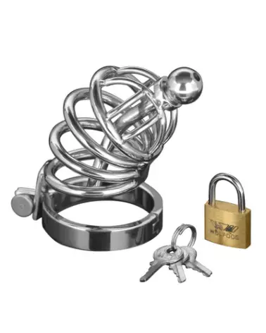 Image de la cage de chasteté Asylum S/M avec 4 anneaux par XR Brands-1