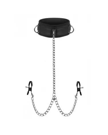 Collier et Pinces à Tétons Submission XR Brands pour jeux BDSM-1