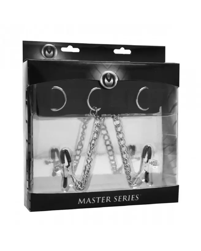 Collier et Pinces à Tétons Submission XR Brands pour jeux BDSM-2
