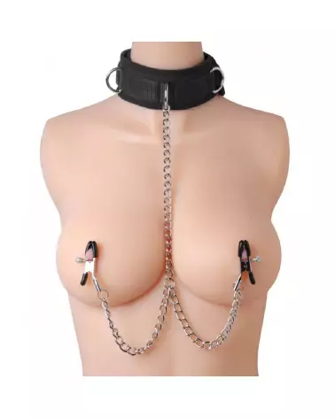 Collier et Pinces à Tétons Submission XR Brands pour jeux BDSM-3