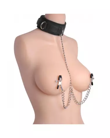 Collier et Pinces à Tétons Submission XR Brands pour jeux BDSM-4
