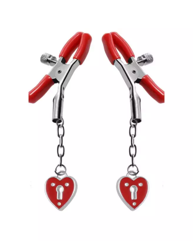Pinces à tétons Charmed Heart Padlock XR Brands pour stimulation érotique-1