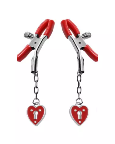 Pinces à tétons Charmed Heart Padlock XR Brands pour stimulation érotique-1
