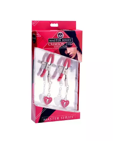 Pinces à tétons Charmed Heart Padlock XR Brands pour stimulation érotique-2