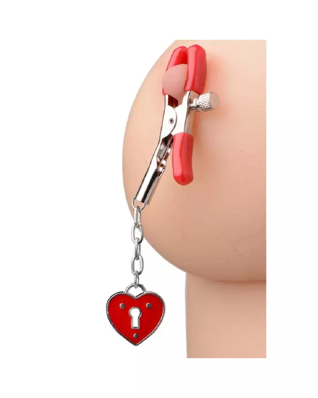 Pinces à tétons Charmed Heart Padlock XR Brands pour stimulation érotique-3