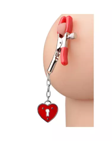 Pinces à tétons Charmed Heart Padlock XR Brands pour stimulation érotique-3