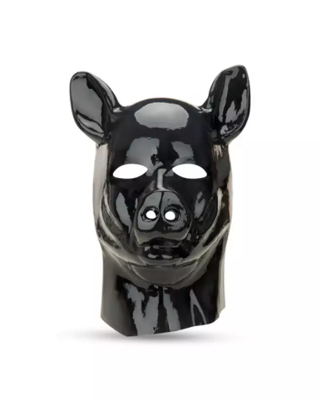 Latex Pig Hood Black de Prowler Red pour jeux de rôle et soirées masquées-1