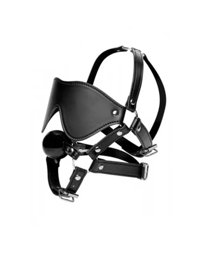 Masque à yeux et bâillon à boule XR Brands pour jeux BDSM-1