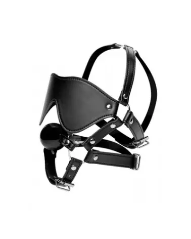 Masque à yeux et bâillon à boule XR Brands pour jeux BDSM-1