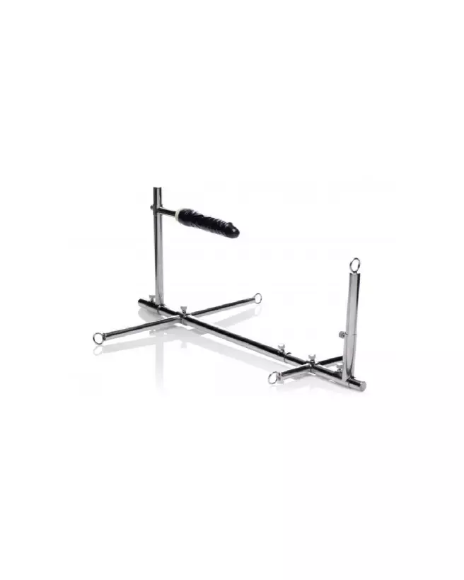 Image de la barre d'écartement avec dildo en métal Imprisoned par XR Brands pour BDSM-4