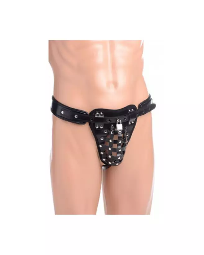 Ceinture de chasteté masculine STRICT de XR Brands en acier sécurisé-1