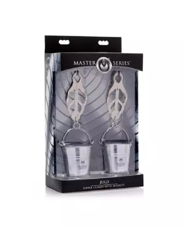 Pinces à tétons Jugs de XR Brands avec seaux ajustables pour jeux de bondage-2
