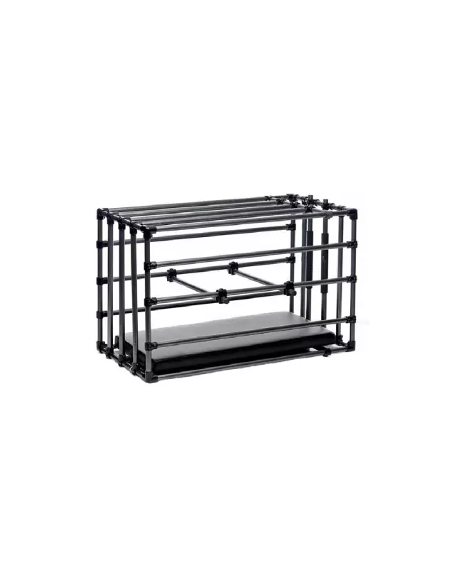 Image de la Kennel Cage réglable pour chiots avec planche rembourrée par XR Brands, idéale pour équipements BDSM-3