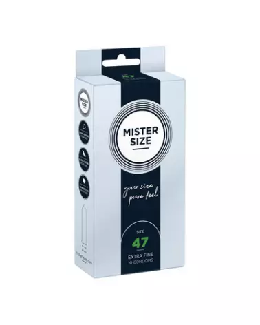 Photo de préservatifs Pure Feel 47 mm Mister Size, ultra-sensibles et ajustement parfait-1