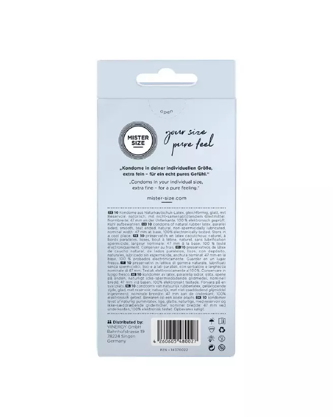 Photo de préservatifs Pure Feel 47 mm Mister Size, ultra-sensibles et ajustement parfait-3