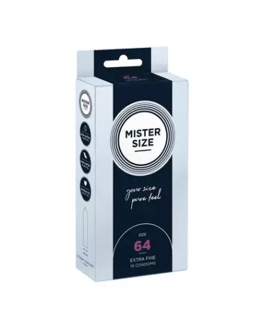 Image du pack de 10 préservatifs Mister Size Pure Feel 64 mm-1