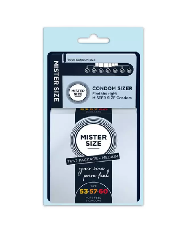 Image du Size Kit Medium de Mister Size avec outil de mesure et trois préservatifs-1