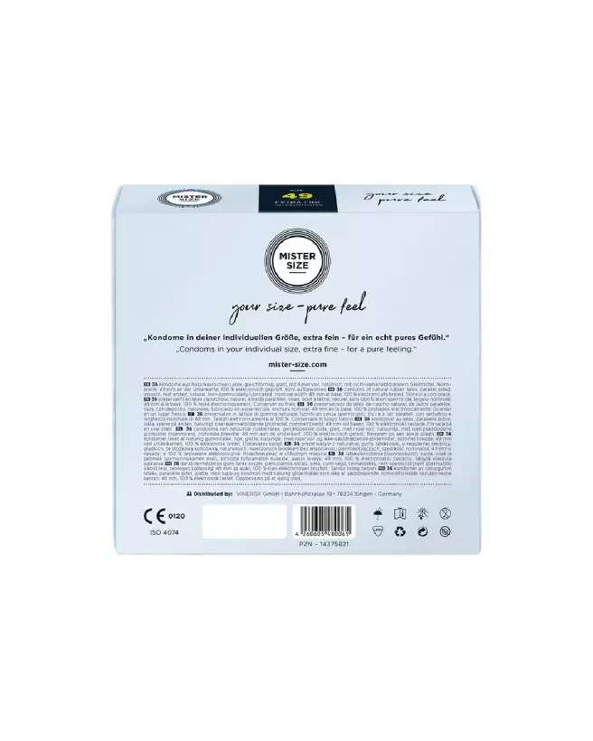 Pack de 36 préservatifs Mister Size 49 mm ultra-fins pour confort et sécurité optimale-2