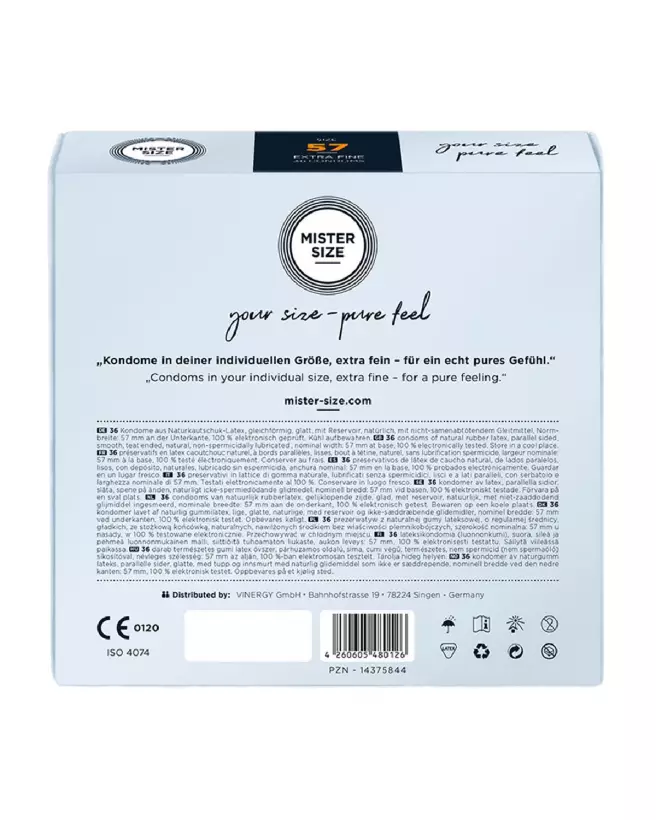 Pack de 36 préservatifs Mister Size 57 mm pour sensation naturelle et sécurité optimale-3